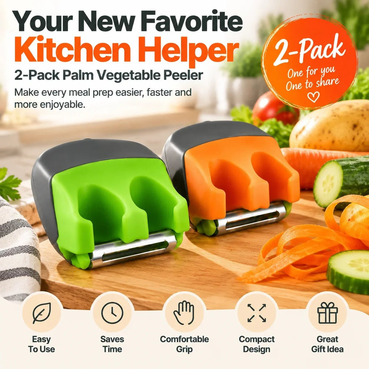 🥕 Palm Vegetable Peeler – Finger Grip Kitchen Tool for Faster & Easier Food Prep