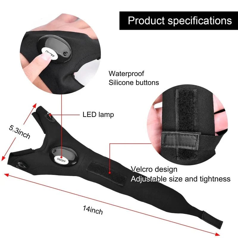 🔥🔥Hands-Free LED Half Finger Gloves