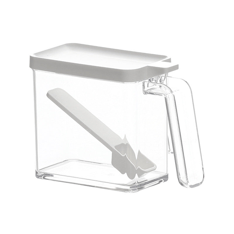 Clear Seasoning Storage Container with Spoon – Countertop Spice Jar