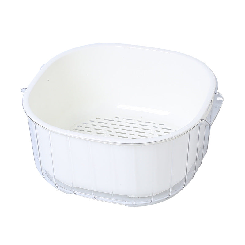2-in-1 Fruit Washing Bowl with Drain Basket – Large Produce Colander