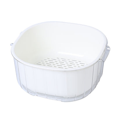 2-in-1 Fruit Washing Bowl with Drain Basket – Large Produce Colander