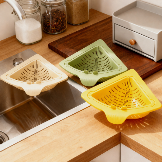 Triangular Sink Corner Strainer Basket – Space-Saving Kitchen Drain Basket