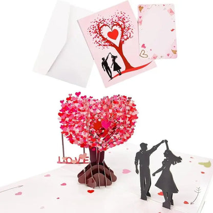 3D Pop-Up Anniversary Card - Romantic Love Tree & Hearts Design💌