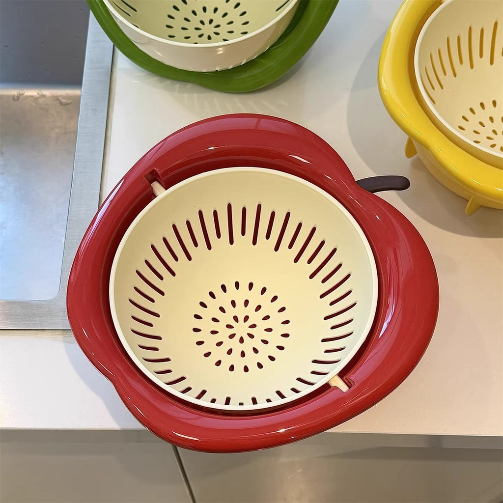 360° Rotating Colander Bowl – Double-Layer Fruit