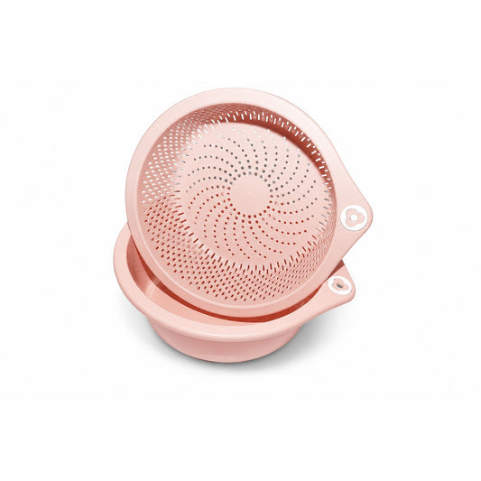 2-in-1 Colander & Mixing Bowl Set – Stackable Fruit and Vegetable Washing Strainer