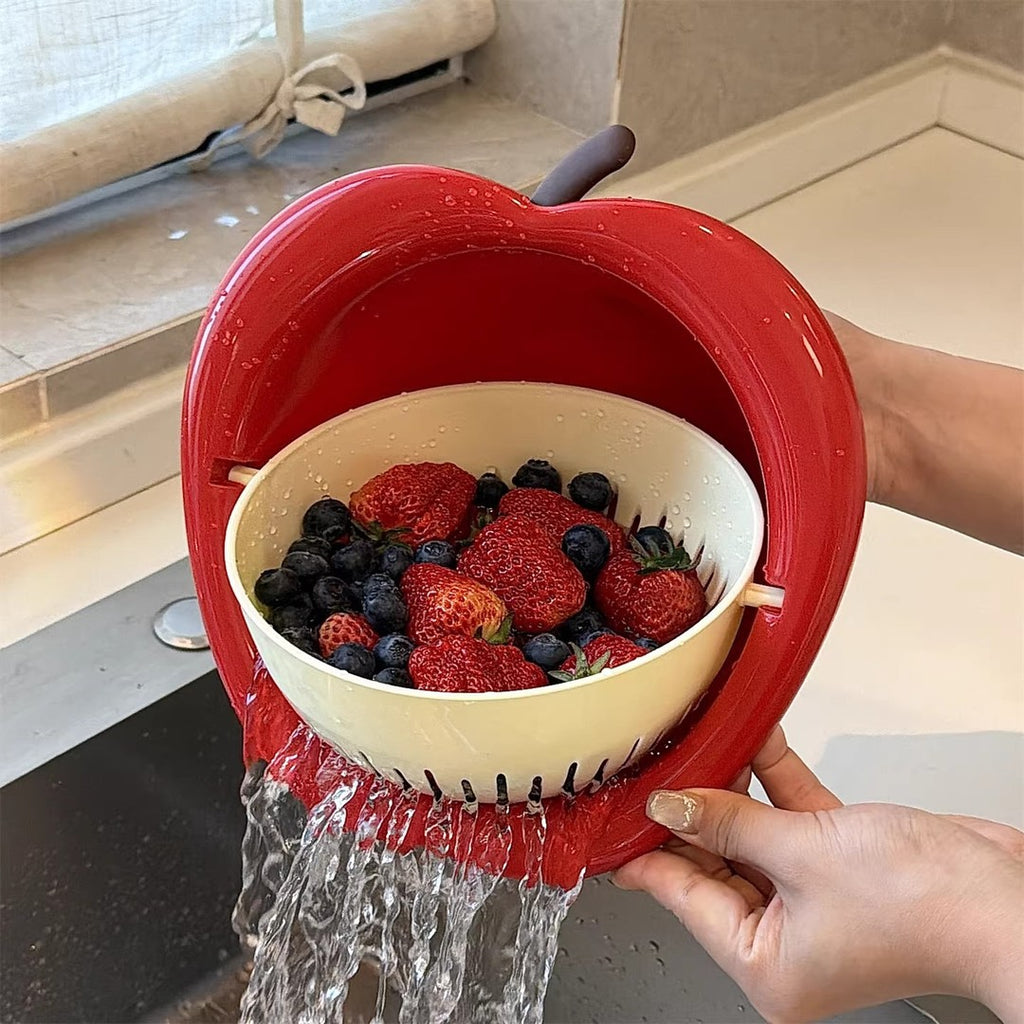 360° Rotating Colander Bowl – Double-Layer Fruit