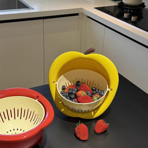 360° Rotating Colander Bowl – Double-Layer Fruit