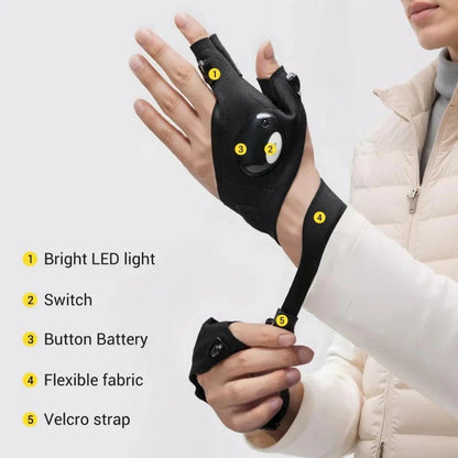 🔥🔥Hands-Free LED Half Finger Gloves