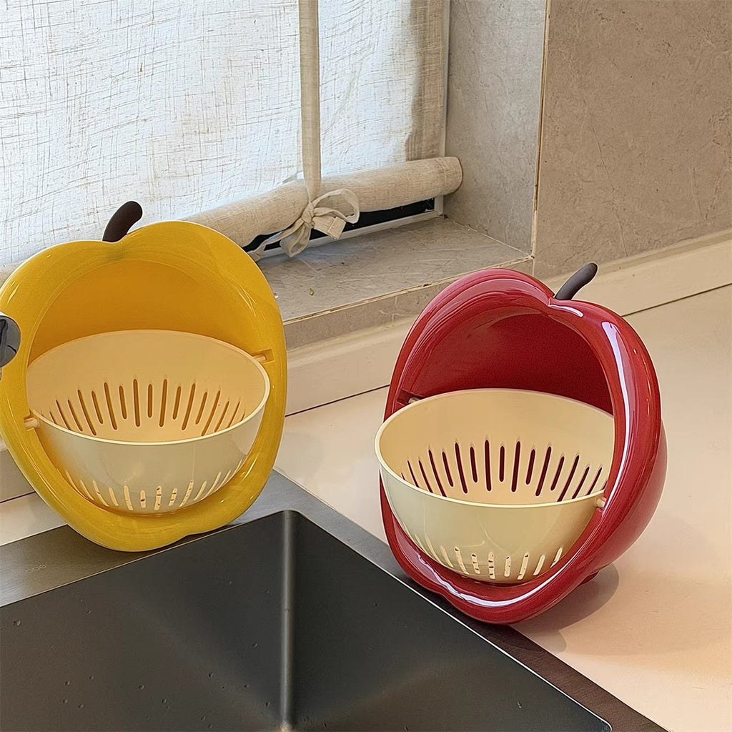 360° Rotating Colander Bowl – Double-Layer Fruit