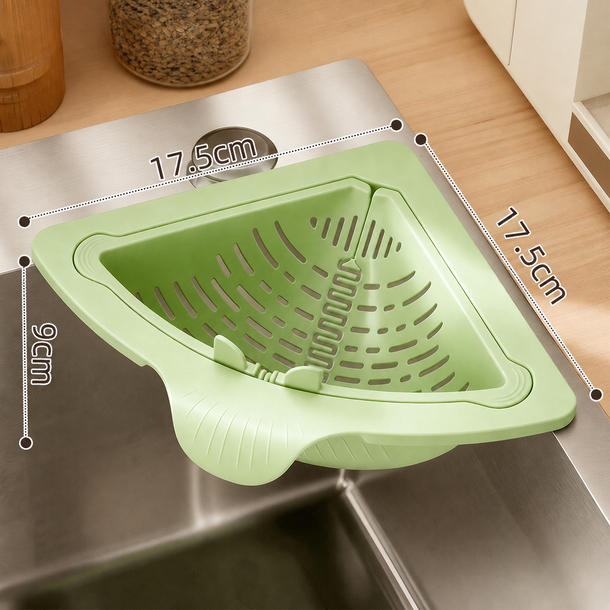 Triangular Sink Corner Strainer Basket – Space-Saving Kitchen Drain Basket