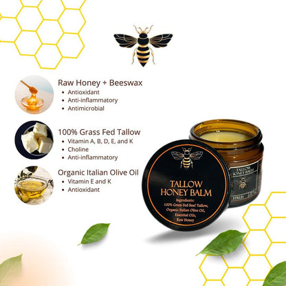 🐝Organic Grass-Fed Beef Tallow Balm with Raw Honey