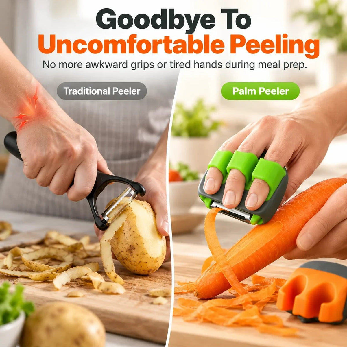 🥕 Palm Vegetable Peeler – Finger Grip Kitchen Tool for Faster & Easier Food Prep